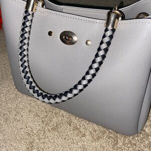 NWOT Elegant Gray Handbag with Braided Handle